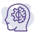 Outline of head with brain and cogs